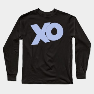 XO hugs and kisses cartoon text art in lite blue Long Sleeve T-Shirt